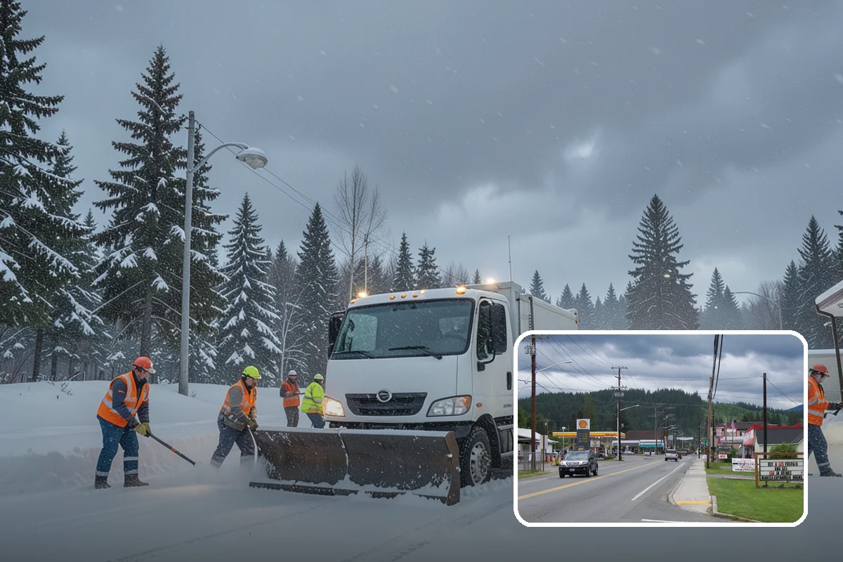 Self-Storage Facility Parking Lot Snow Removal in Granite Falls, Snohomish County, WA - Narrow drive aisles stay passable for vehicles and trailers