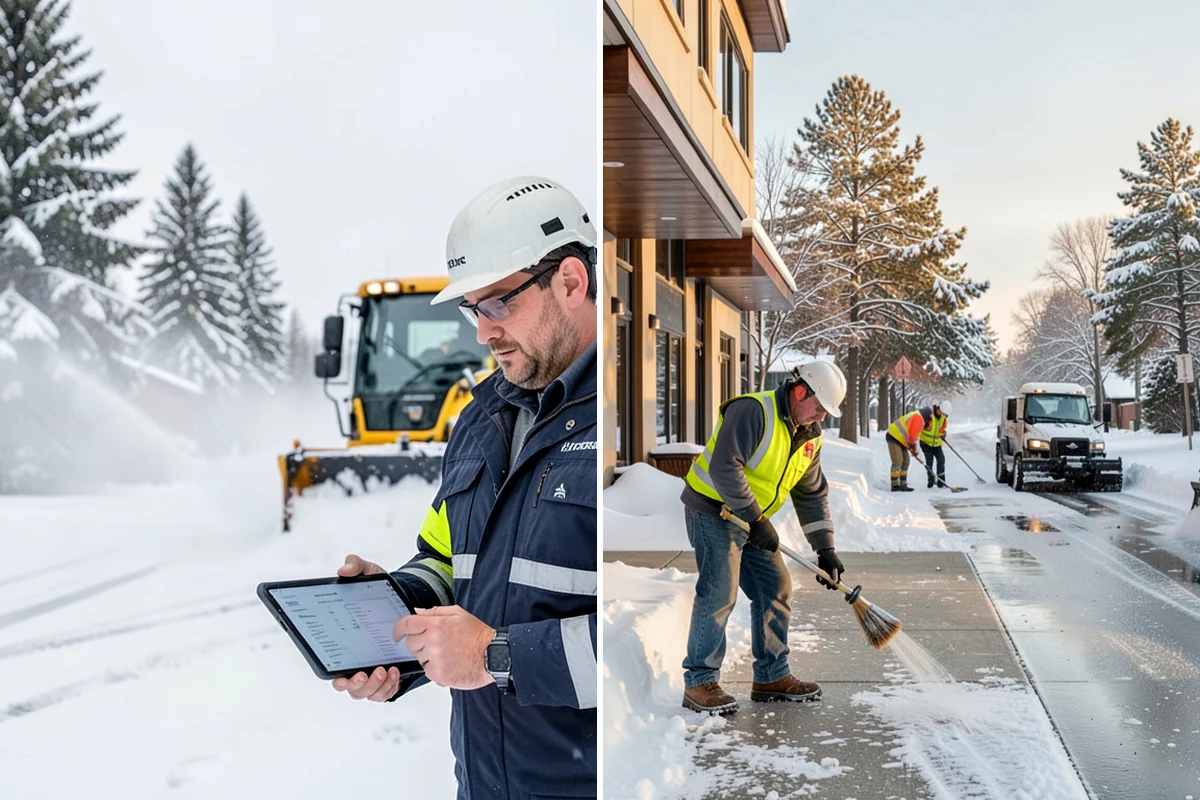 Self-Storage Facility Parking Lot Snow Removal in Hunts Point, King County, WA - Map drive aisles, the gate approach, and loading zones