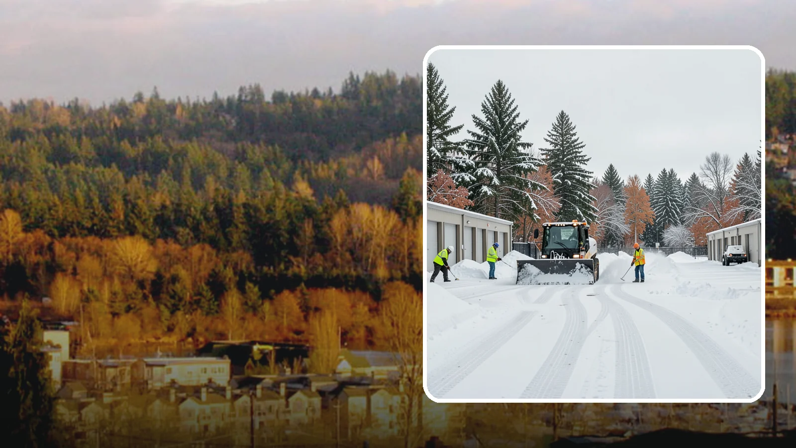 Self-Storage Facility Parking Lot Snow Removal in Kenmore, King County, WA - We clear self-storage drive aisles and gate approaches so Western Washington customers reach their units through winter.