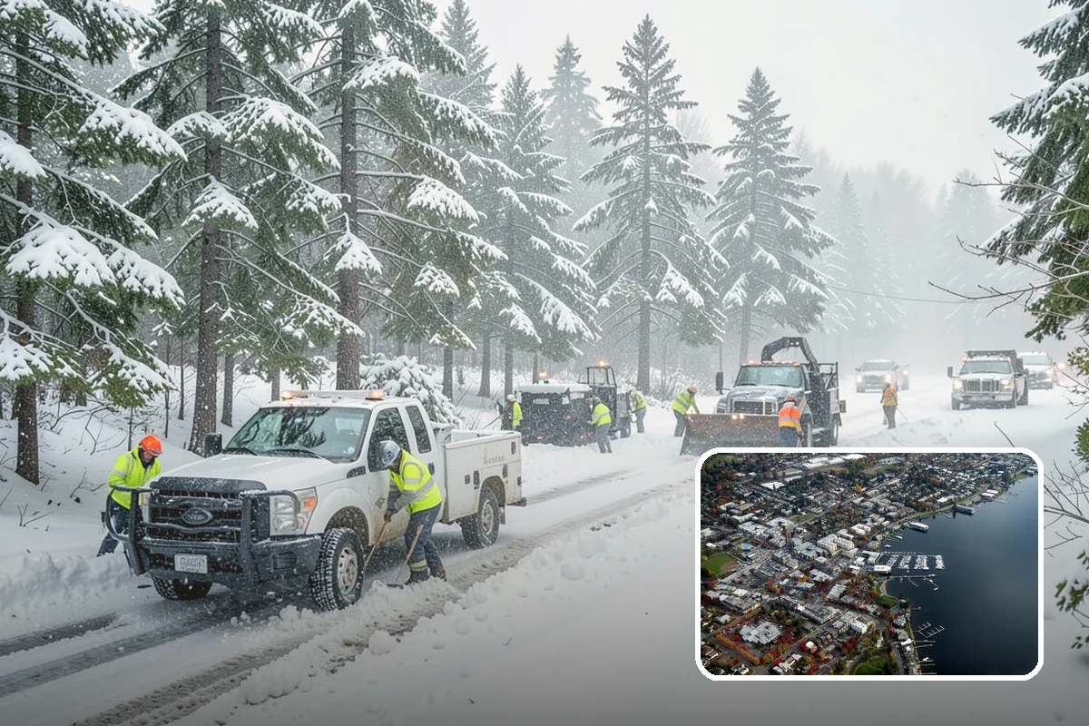 Self-Storage Facility Parking Lot Snow Removal in Kirkland, King County, WA - Narrow drive aisles stay passable for vehicles and trailers