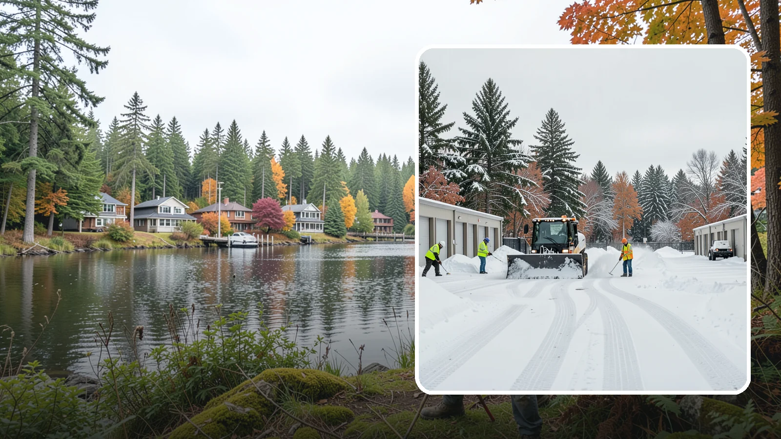Self-Storage Facility Parking Lot Snow Removal in La Conner, Skagit County, WA - We clear self-storage drive aisles and gate approaches so Western Washington customers reach their units through winter.