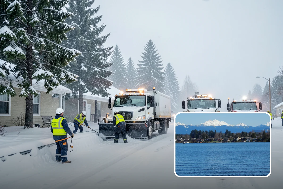 Self-Storage Facility Parking Lot Snow Removal in Lake Stevens, Snohomish County, WA - Narrow drive aisles stay passable for vehicles and trailers