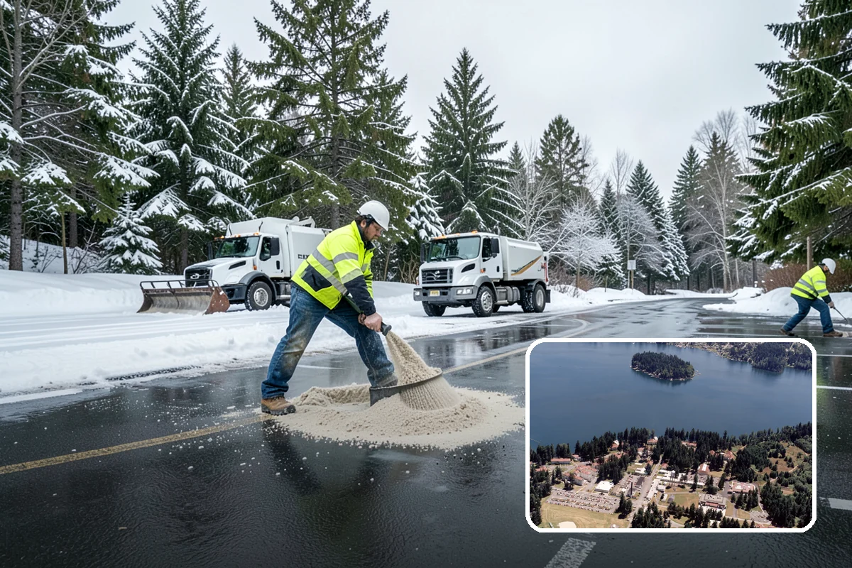 Self-Storage Facility Parking Lot Snow Removal in Lakewood, Pierce County, WA - Narrow drive aisles stay passable for vehicles and trailers