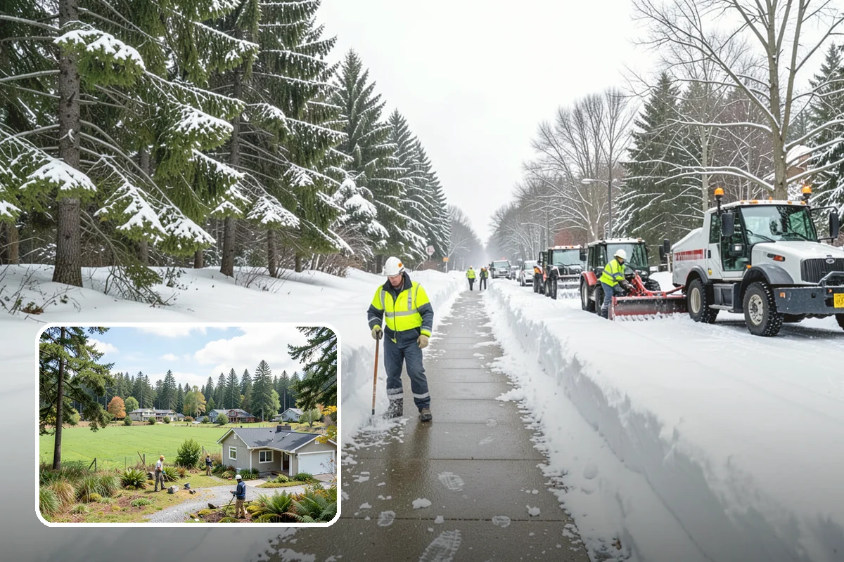 Self-Storage Facility Parking Lot Snow Removal in Lyman, Skagit County, WA - Narrow drive aisles stay passable for vehicles and trailers