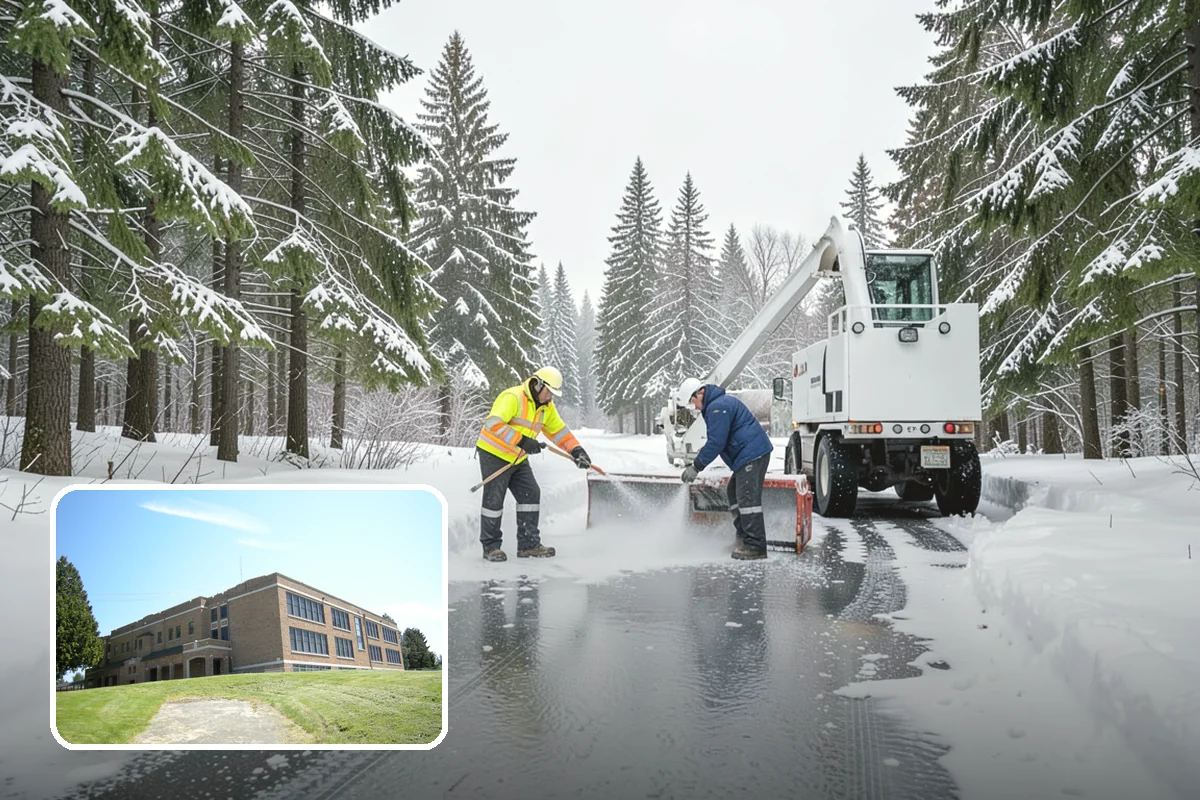 Self-Storage Facility Parking Lot Snow Removal in Maple Valley, King County, WA - Narrow drive aisles stay passable for vehicles and trailers