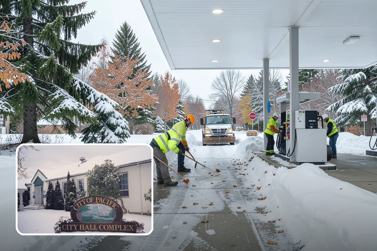 Self-Storage Facility Parking Lot Snow Removal in Pacific, King County, WA - Narrow drive aisles stay passable for vehicles and trailers