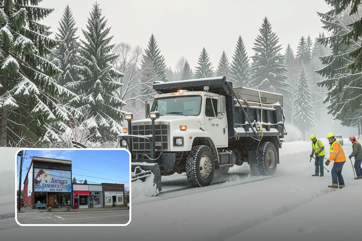Self-Storage Facility Parking Lot Snow Removal in Ruston, Pierce County, WA - Narrow drive aisles stay passable for vehicles and trailers