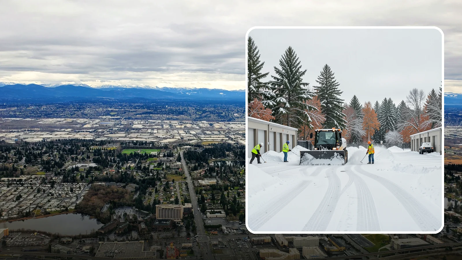 Self-Storage Facility Parking Lot Snow Removal in SeaTac, King County, WA - We clear self-storage drive aisles and gate approaches so Western Washington customers reach their units through winter.