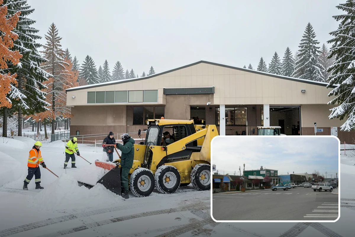 Self-Storage Facility Parking Lot Snow Removal in Stanwood, Snohomish County, WA - Narrow drive aisles stay passable for vehicles and trailers