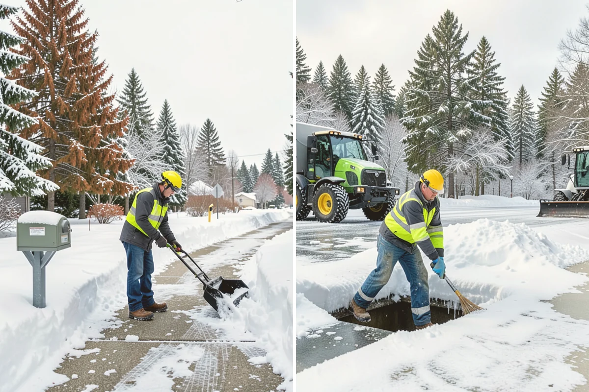 Self-Storage Facility Sidewalk Clearing in Algona, King County, WA - Clear the office entrance and gate keypad approach first