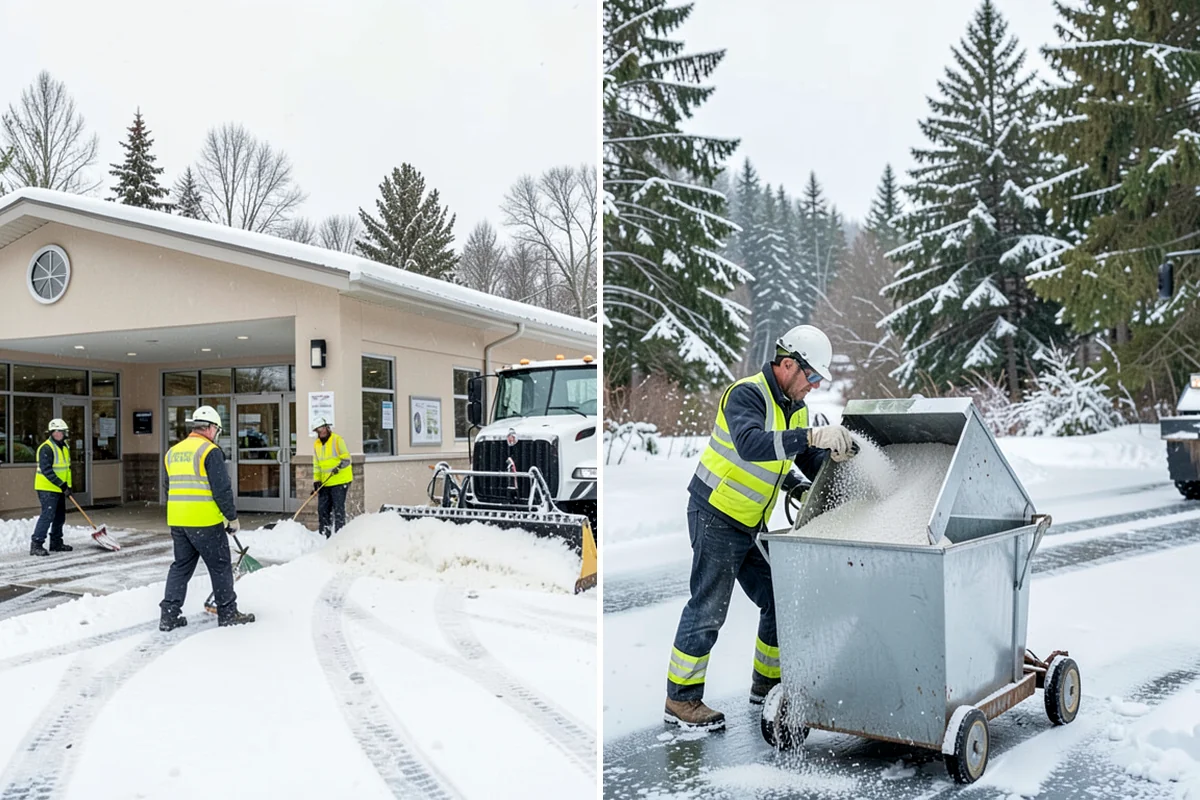 Self-Storage Facility Sidewalk Clearing in Arlington, Snohomish County, WA - Clear the office entrance and gate keypad approach first