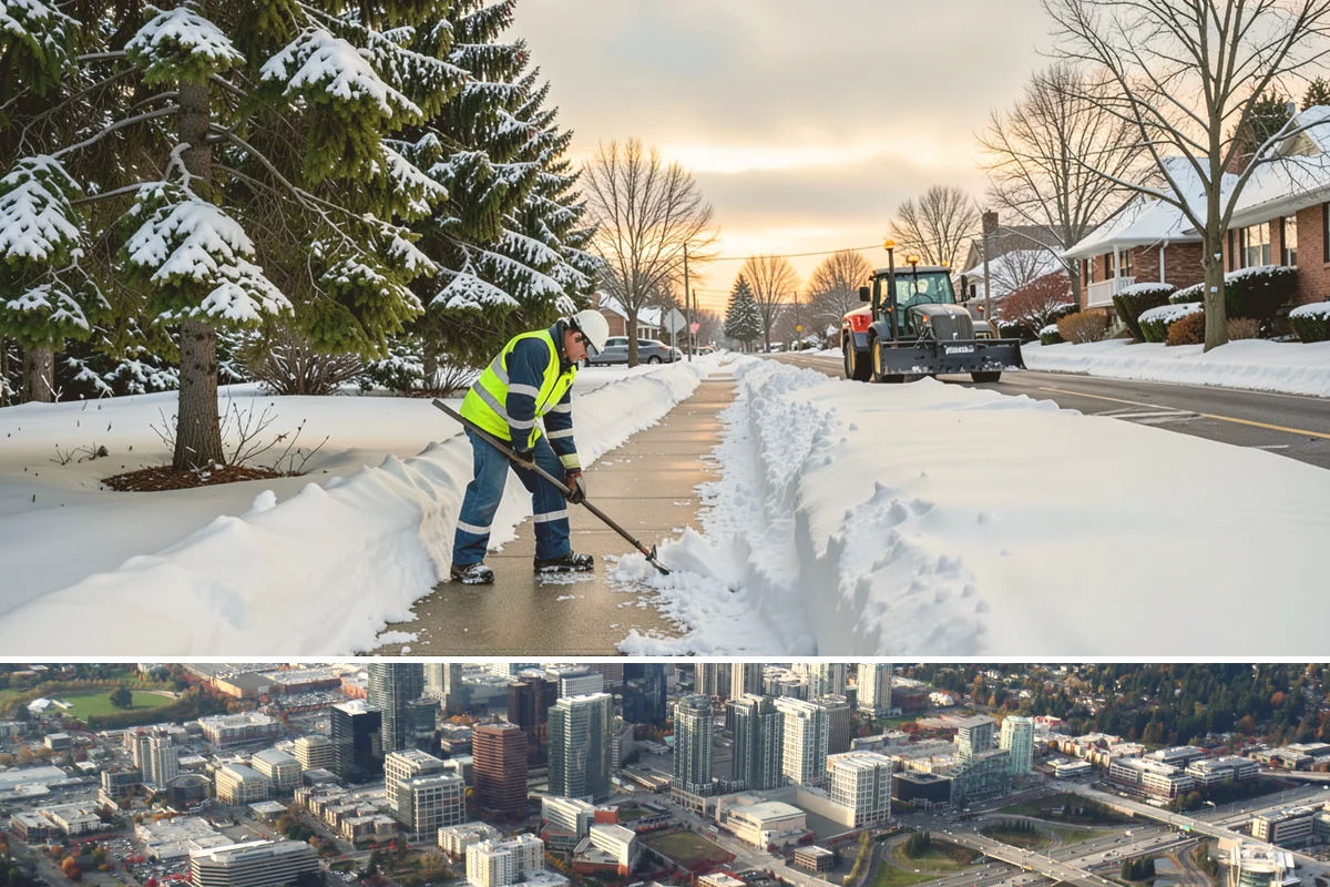 Self-Storage Facility Sidewalk Clearing in Bellevue, King County, WA - Self-storage demand holds from December through February, when shaded walks between buildings stay glazed after open areas clear.
