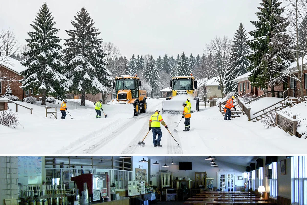 Self-Storage Facility Sidewalk Clearing in Black Diamond, King County, WA - Self-storage demand holds from December through February, when shaded walks between buildings stay glazed after open areas clear.