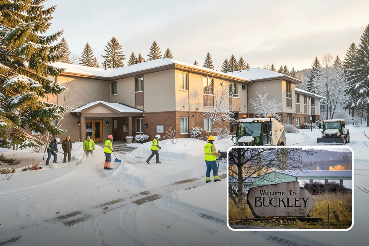 Self-Storage Facility Sidewalk Clearing in Buckley, Pierce County, WA - Office, gate, and unit-row walks kept passable for customers