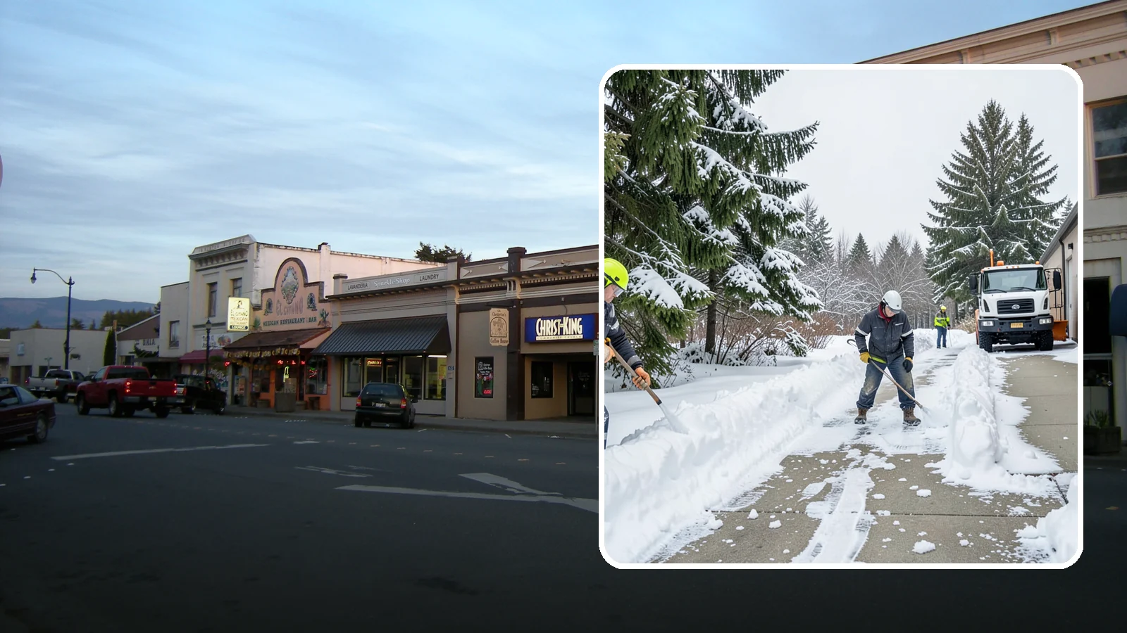 Self-Storage Facility Sidewalk Clearing in Burlington, Skagit County, WA - Access-walk clearing for Western Washington self-storage facilities, keeping office entries, keypad approaches, and unit-row...