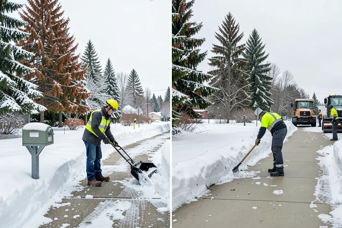 Self-Storage Facility Sidewalk Clearing in Concrete, Skagit County, WA - Clear the office entrance and gate keypad approach first