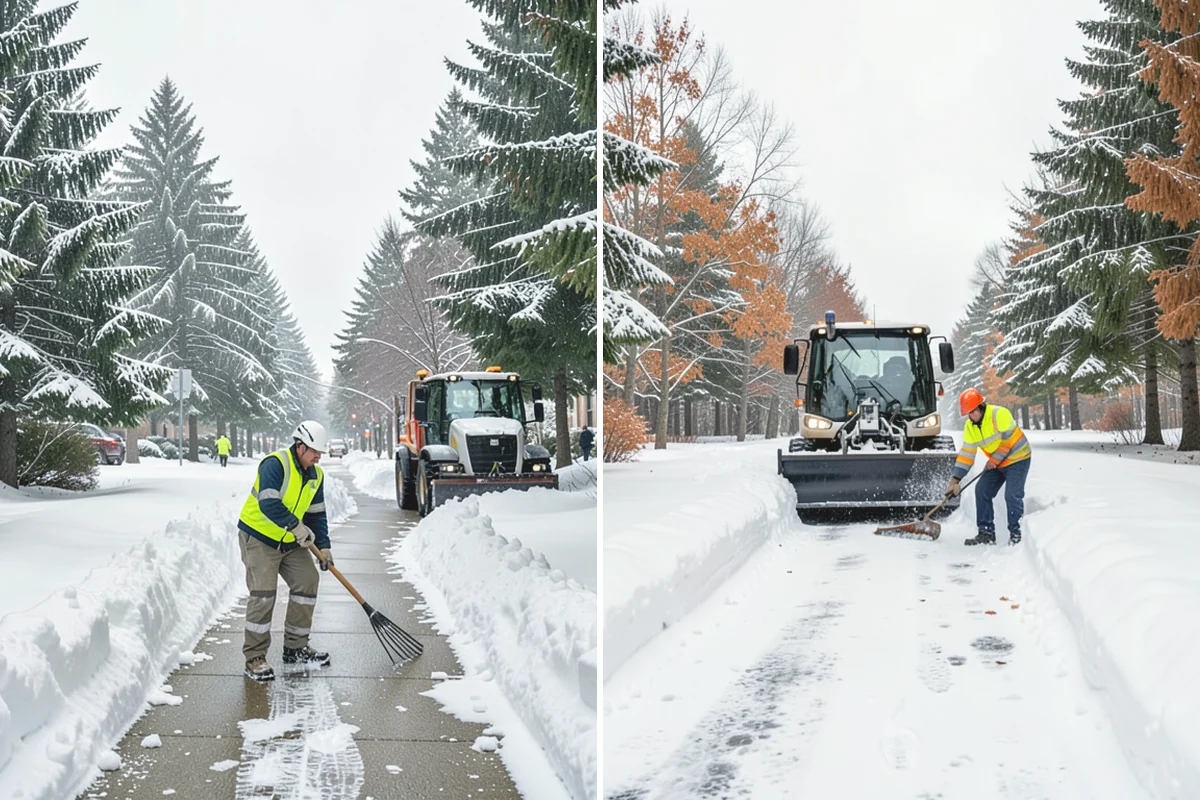 Self-Storage Facility Sidewalk Clearing in Covington, King County, WA - Clear the office entrance and gate keypad approach first