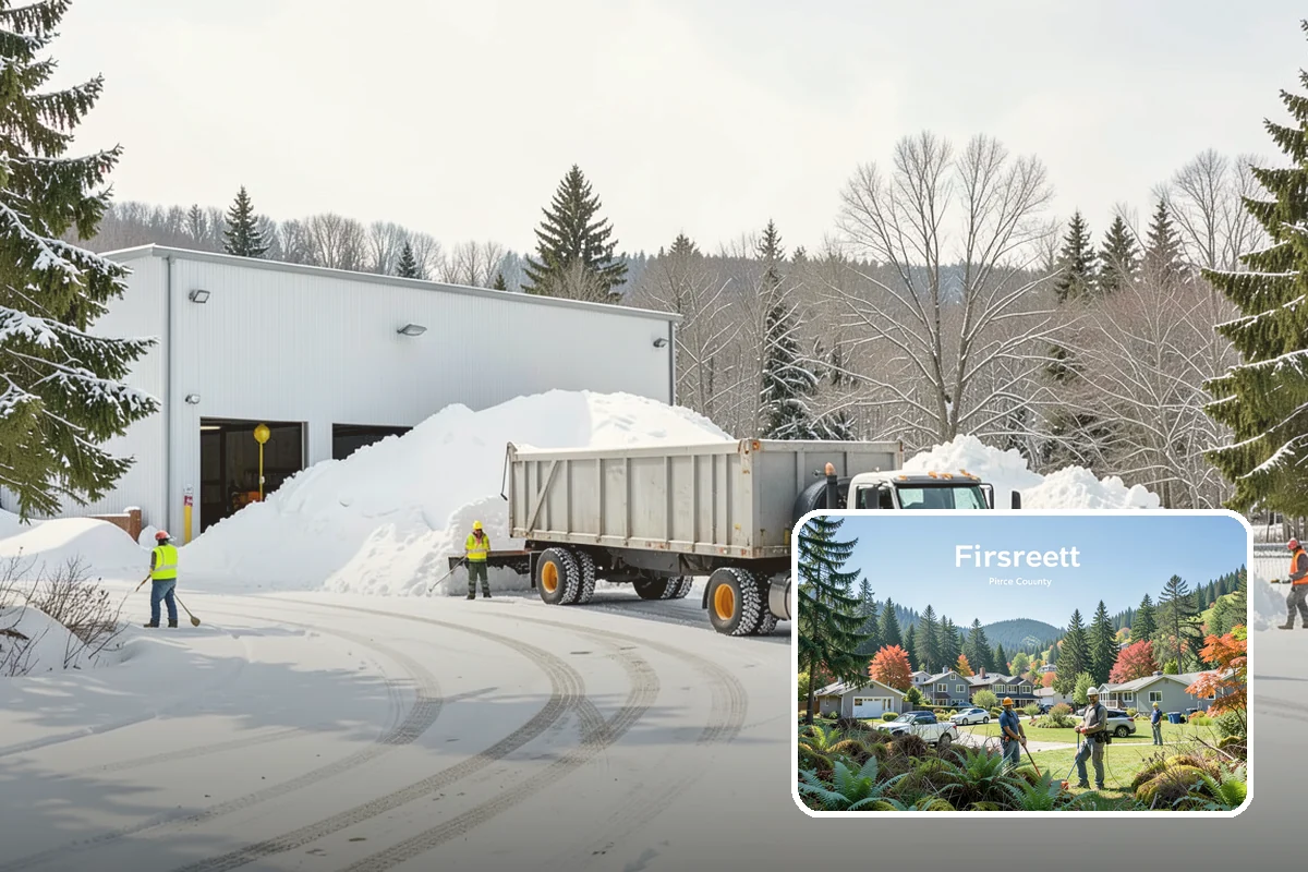 Self-Storage Facility Sidewalk Clearing in Fircrest, Pierce County, WA - Office, gate, and unit-row walks kept passable for customers
