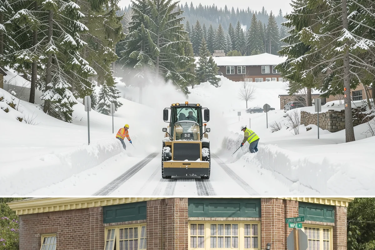 Self-Storage Facility Sidewalk Clearing in Hamilton, Skagit County, WA - Self-storage demand holds from December through February, when shaded walks between buildings stay glazed after open areas clear.