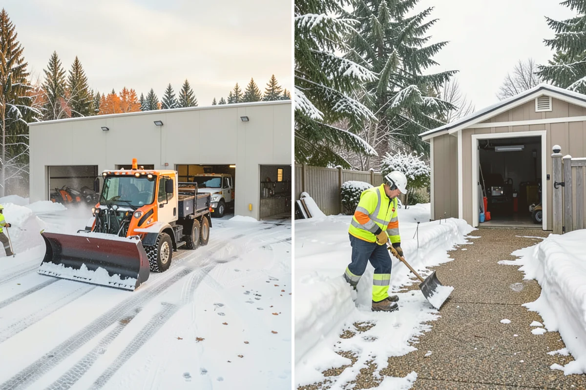 Self-Storage Facility Sidewalk Clearing in Kent, King County, WA - Clear the office entrance and gate keypad approach first