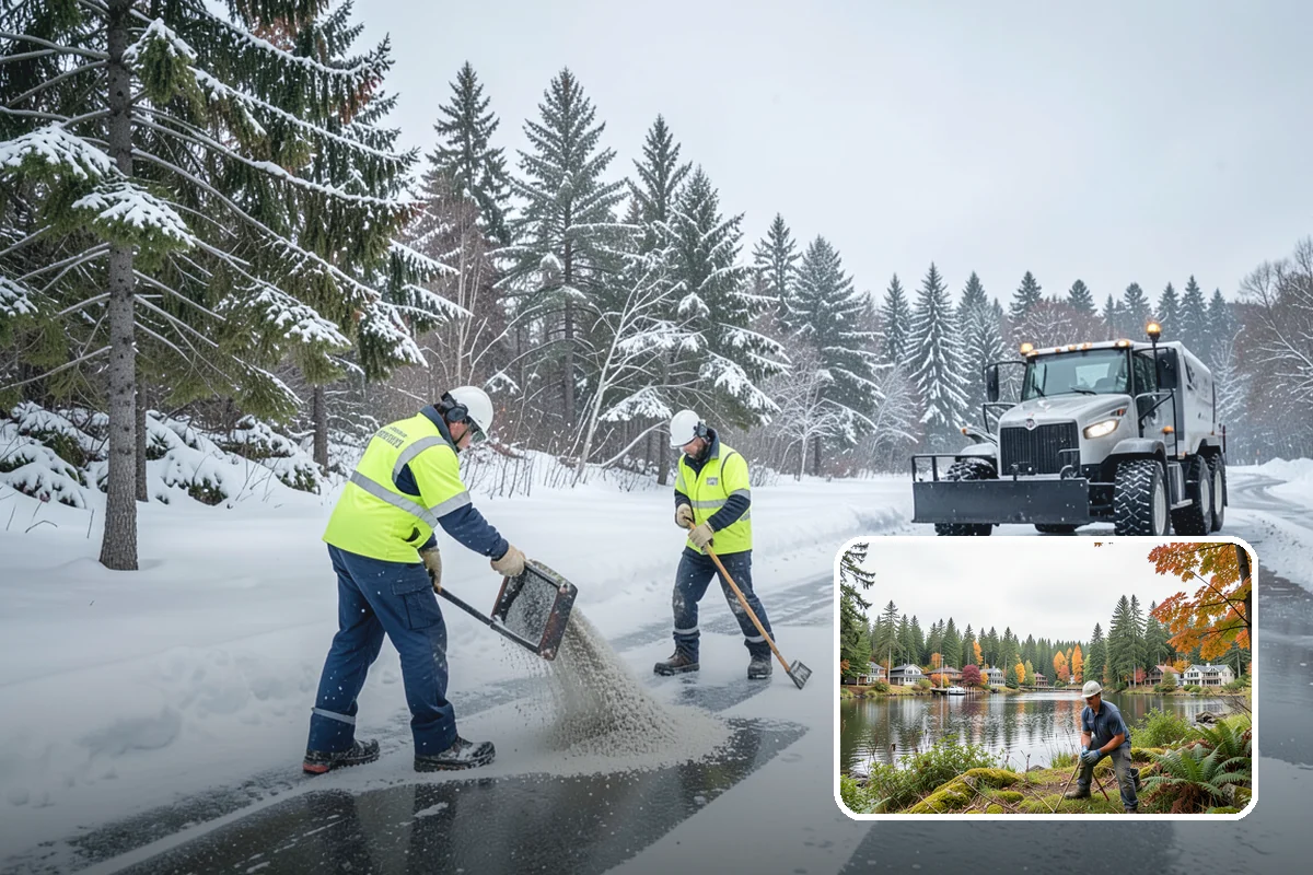 Self-Storage Facility Sidewalk Clearing in La Conner, Skagit County, WA - Office, gate, and unit-row walks kept passable for customers