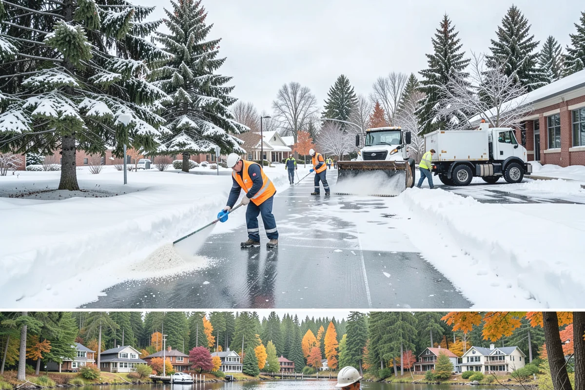 Self-Storage Facility Sidewalk Clearing in La Conner, Skagit County, WA - Self-storage demand holds from December through February, when shaded walks between buildings stay glazed after open areas clear.