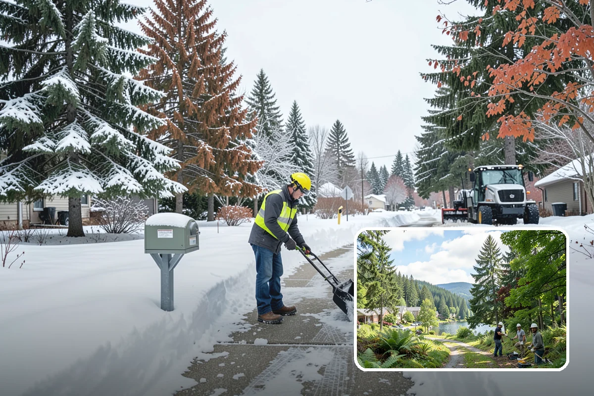 Self-Storage Facility Sidewalk Clearing in Lake Forest Park, King County, WA - Office, gate, and unit-row walks kept passable for customers