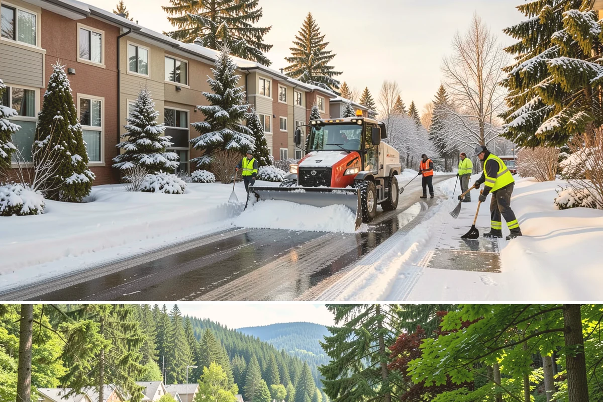 Self-Storage Facility Sidewalk Clearing in Lake Forest Park, King County, WA - Self-storage demand holds from December through February, when shaded walks between buildings stay glazed after open areas clear.