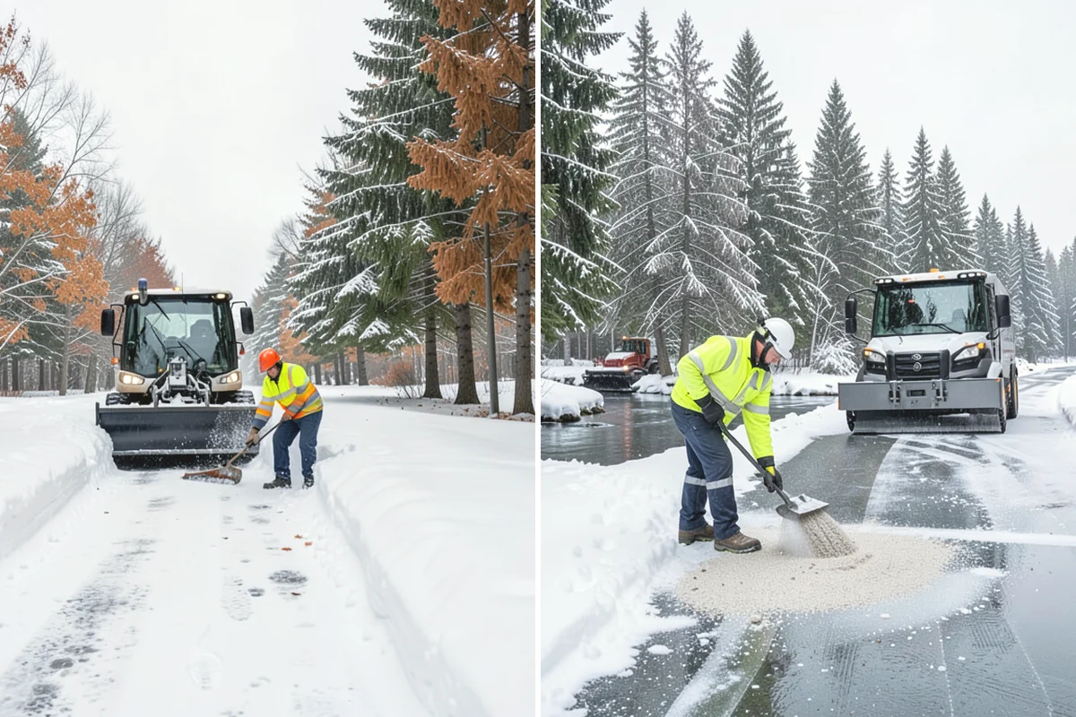 Self-Storage Facility Sidewalk Clearing in Lake Stevens, Snohomish County, WA - Clear the office entrance and gate keypad approach first