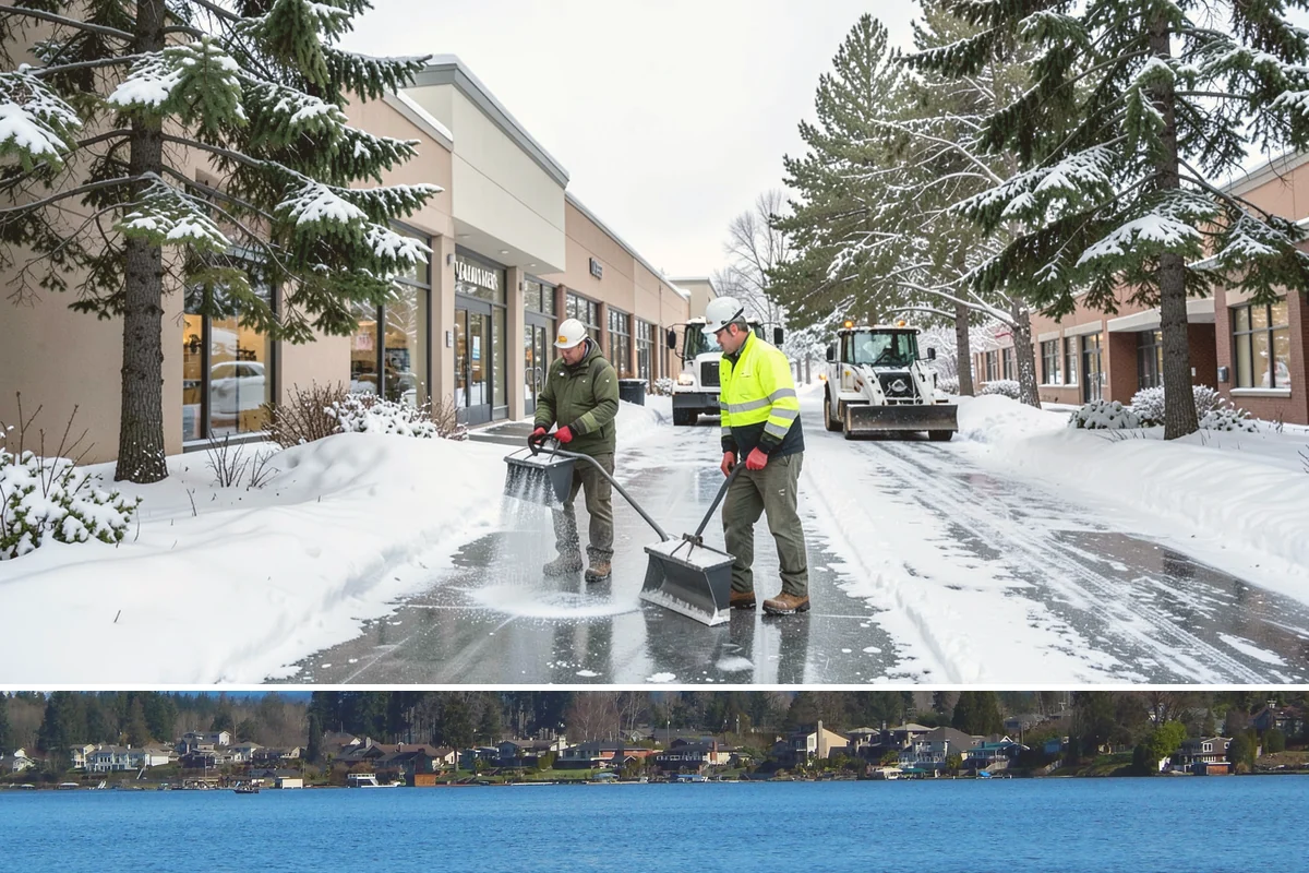 Self-Storage Facility Sidewalk Clearing in Lake Stevens, Snohomish County, WA - Self-storage demand holds from December through February, when shaded walks between buildings stay glazed after open areas clear.