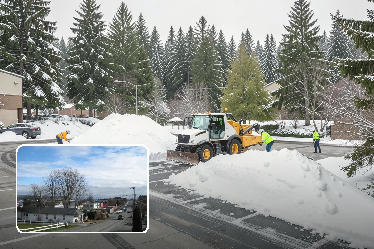 Self-Storage Facility Sidewalk Clearing in Langley, Island County, WA - Office, gate, and unit-row walks kept passable for customers