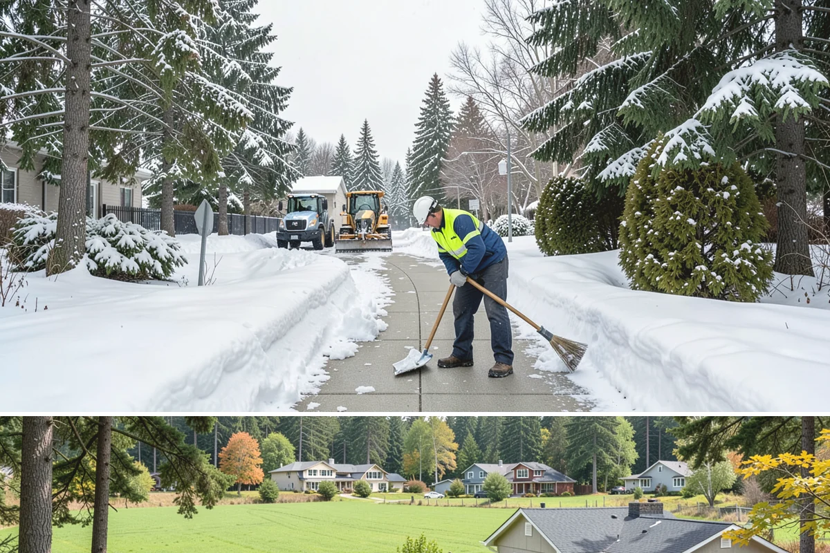 Self-Storage Facility Sidewalk Clearing in Lyman, Skagit County, WA - Self-storage demand holds from December through February, when shaded walks between buildings stay glazed after open areas clear.