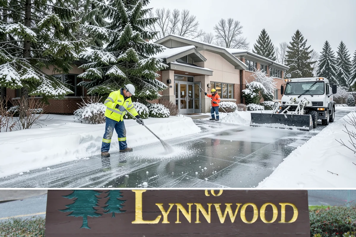 Self-Storage Facility Sidewalk Clearing in Lynnwood, Snohomish County, WA - Self-storage demand holds from December through February, when shaded walks between buildings stay glazed after open areas clear.