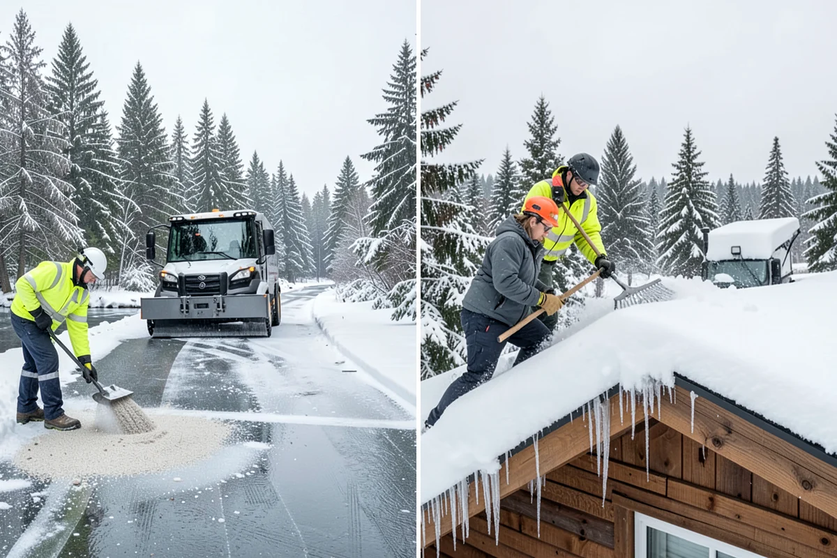 Self-Storage Facility Sidewalk Clearing in Maple Valley, King County, WA - Clear the office entrance and gate keypad approach first