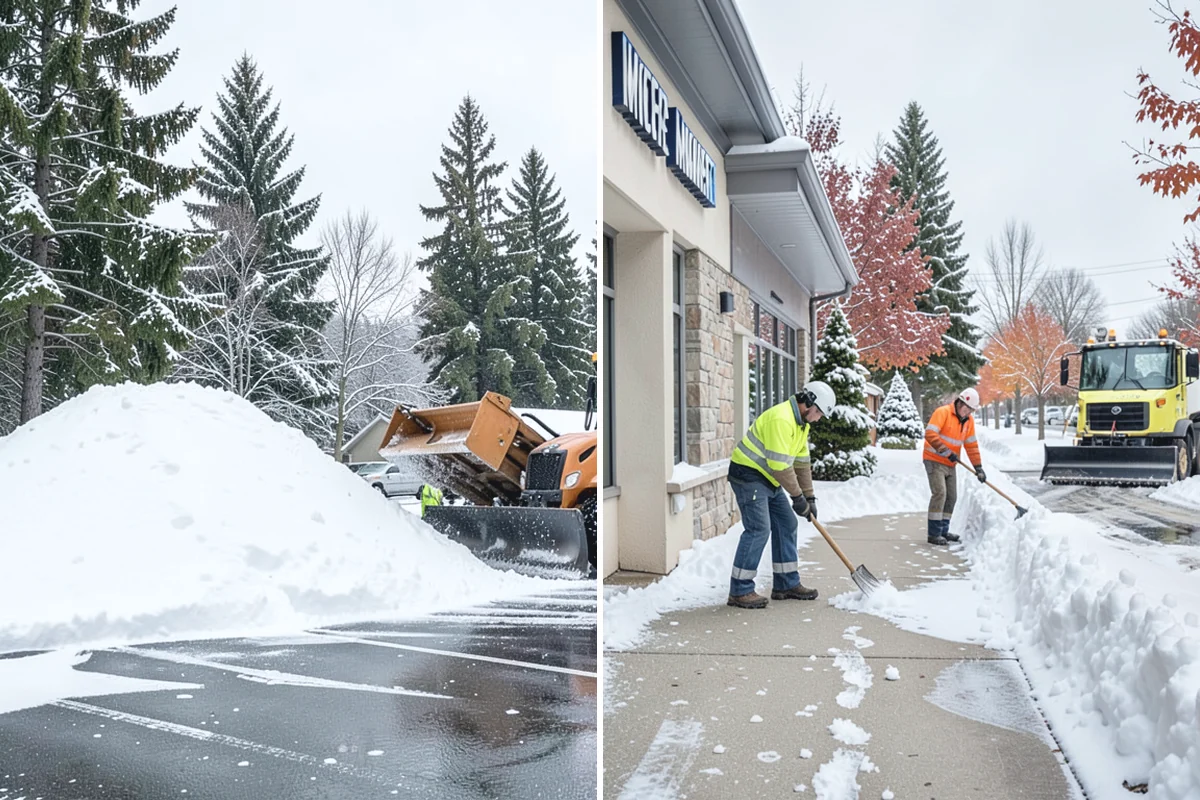 Self-Storage Facility Sidewalk Clearing in Medina, King County, WA - Clear the office entrance and gate keypad approach first
