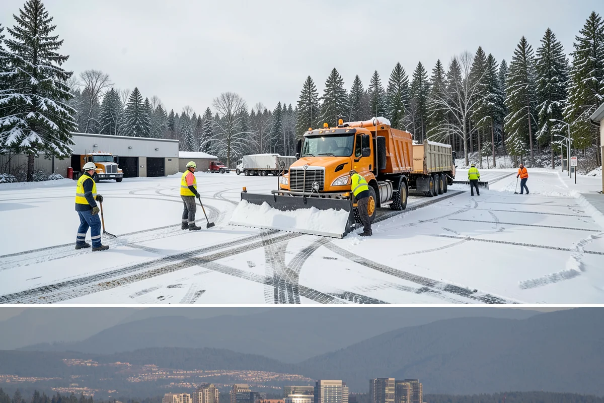 Self-Storage Facility Sidewalk Clearing in Medina, King County, WA - Self-storage demand holds from December through February, when shaded walks between buildings stay glazed after open areas clear.