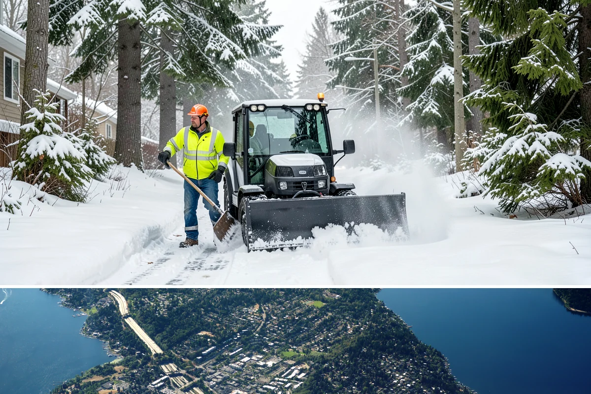 Self-Storage Facility Sidewalk Clearing in Mercer Island, King County, WA - Self-storage demand holds from December through February, when shaded walks between buildings stay glazed after open areas clear.