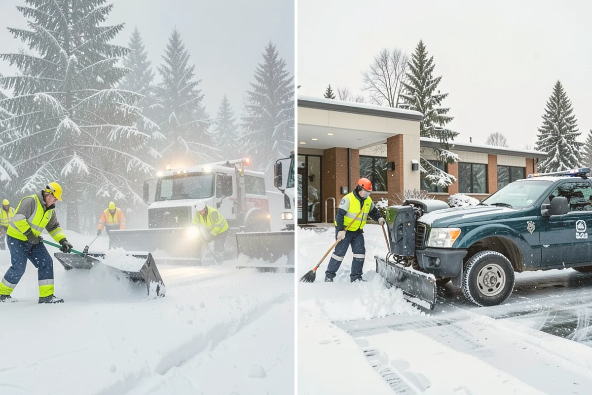 Self-Storage Facility Sidewalk Clearing in Newcastle, King County, WA - Clear the office entrance and gate keypad approach first