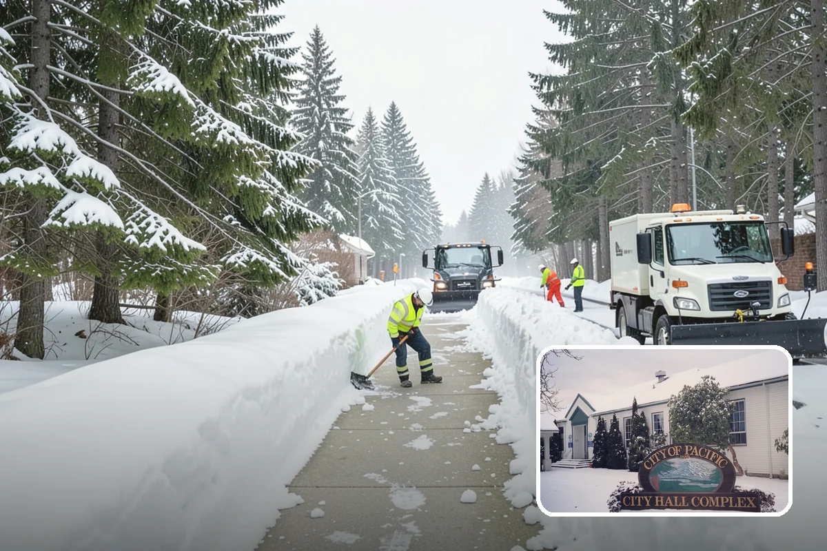 Self-Storage Facility Sidewalk Clearing in Pacific, King County, WA - Office, gate, and unit-row walks kept passable for customers