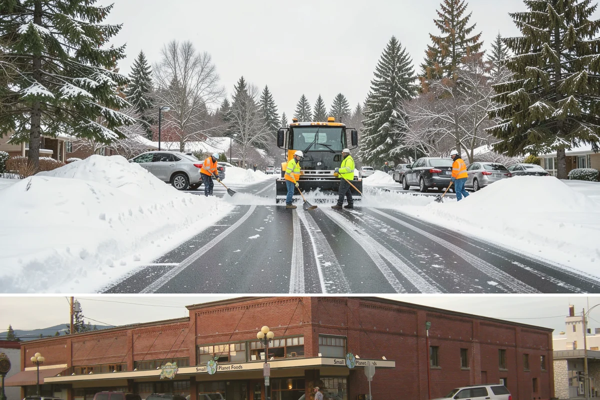 Self-Storage Facility Sidewalk Clearing in Sedro-Woolley, Skagit County, WA - Self-storage demand holds from December through February, when shaded walks between buildings stay glazed after open areas clear.