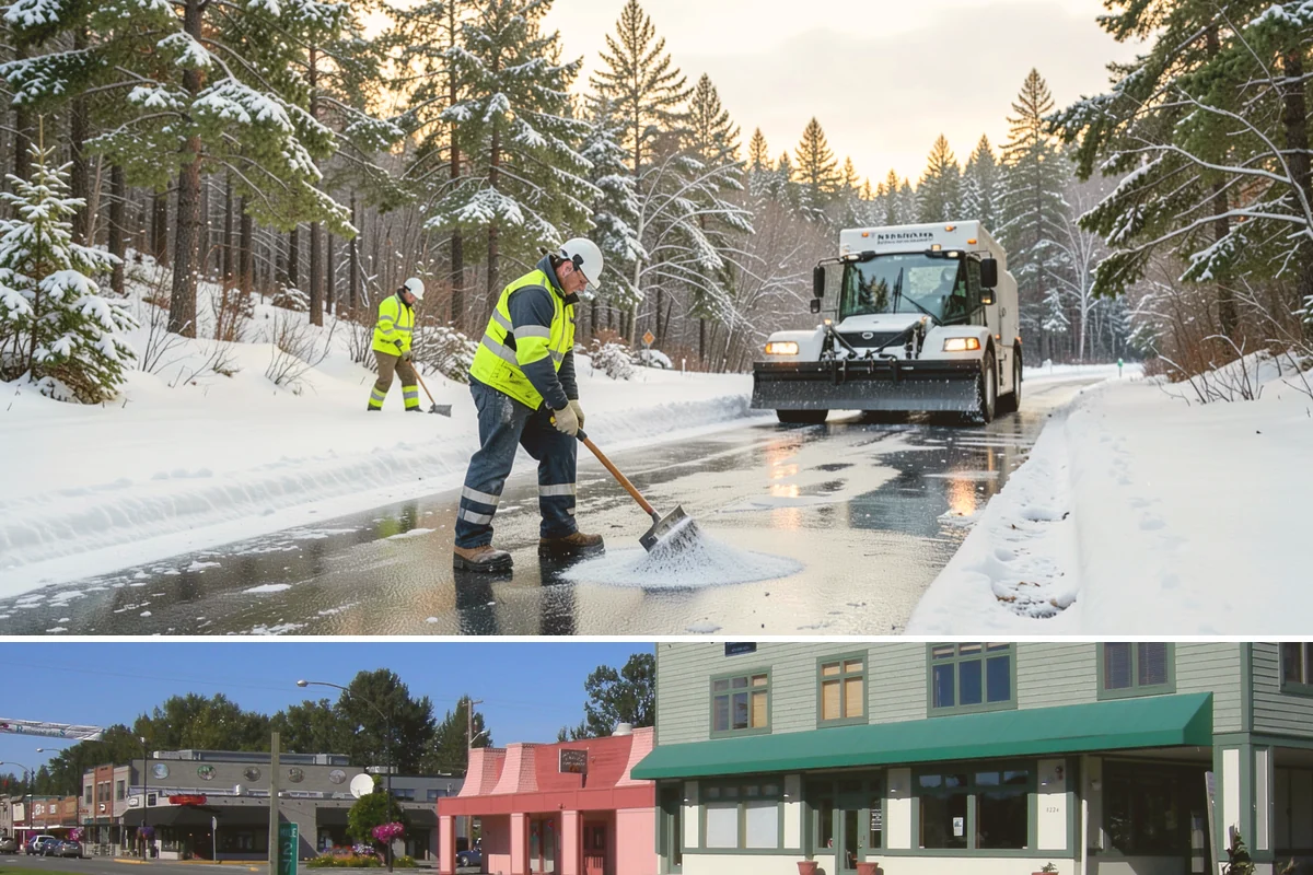 Self-Storage Facility Sidewalk Clearing in Snoqualmie, King County, WA - Self-storage demand holds from December through February, when shaded walks between buildings stay glazed after open areas clear.