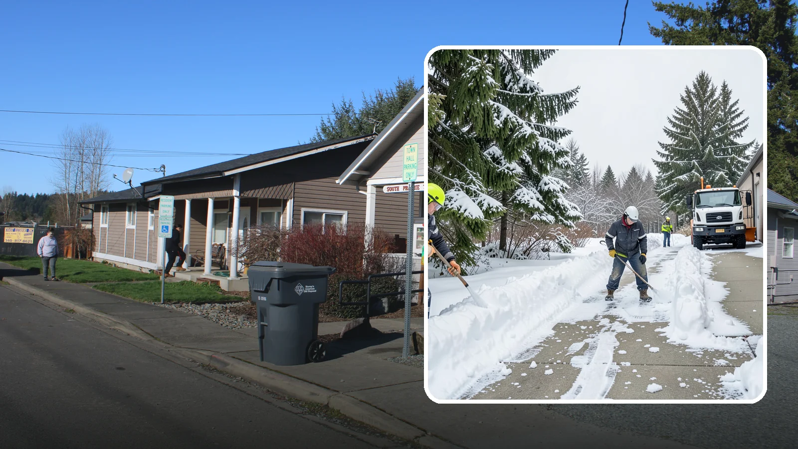Self-Storage Facility Sidewalk Clearing in South Prairie, Pierce County, WA - Access-walk clearing for Western Washington self-storage facilities, keeping office entries, keypad approaches, and unit-row...