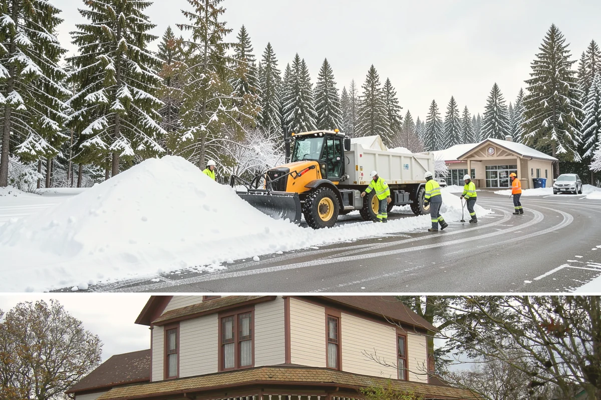 Self-Storage Facility Sidewalk Clearing in Sumner, Pierce County, WA - Self-storage demand holds from December through February, when shaded walks between buildings stay glazed after open areas clear.
