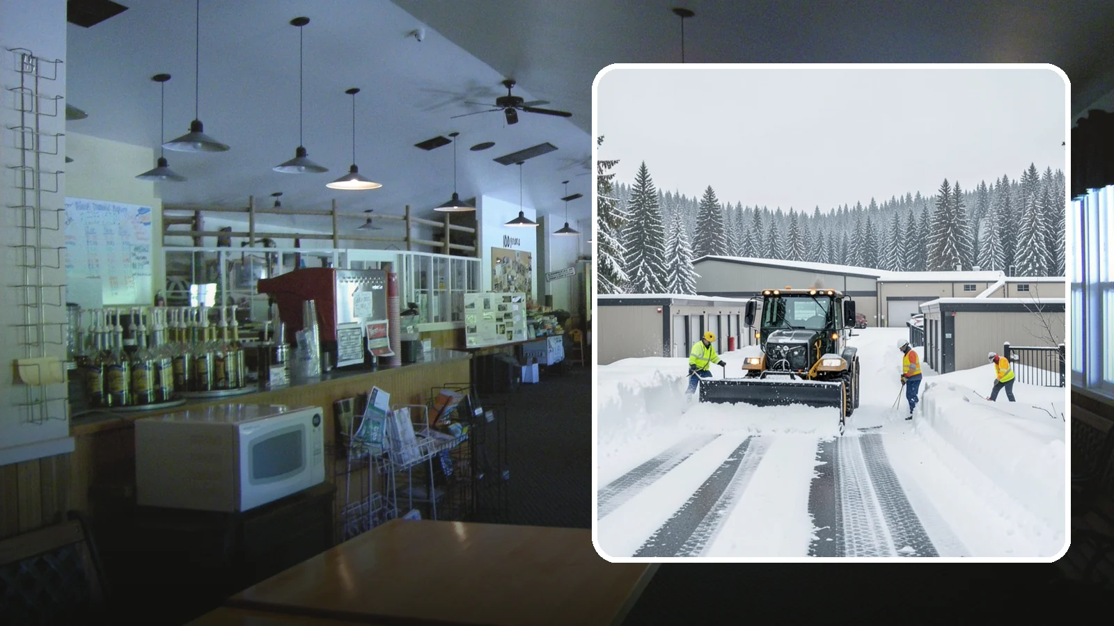Self-Storage Facility Snow Plowing in Black Diamond, King County, WA - We plow self-storage drive aisles and gate approaches so customers reach their units and access stays open through a storm.