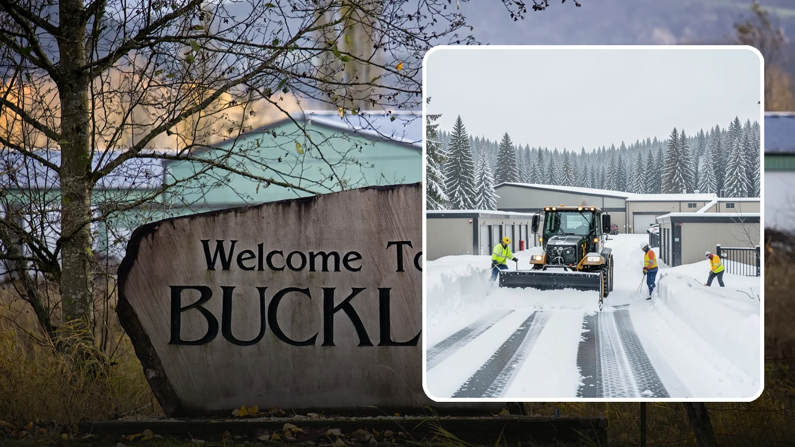 Self-Storage Facility Snow Plowing in Buckley, Pierce County, WA - We plow self-storage drive aisles and gate approaches so customers reach their units and access stays open through a storm.