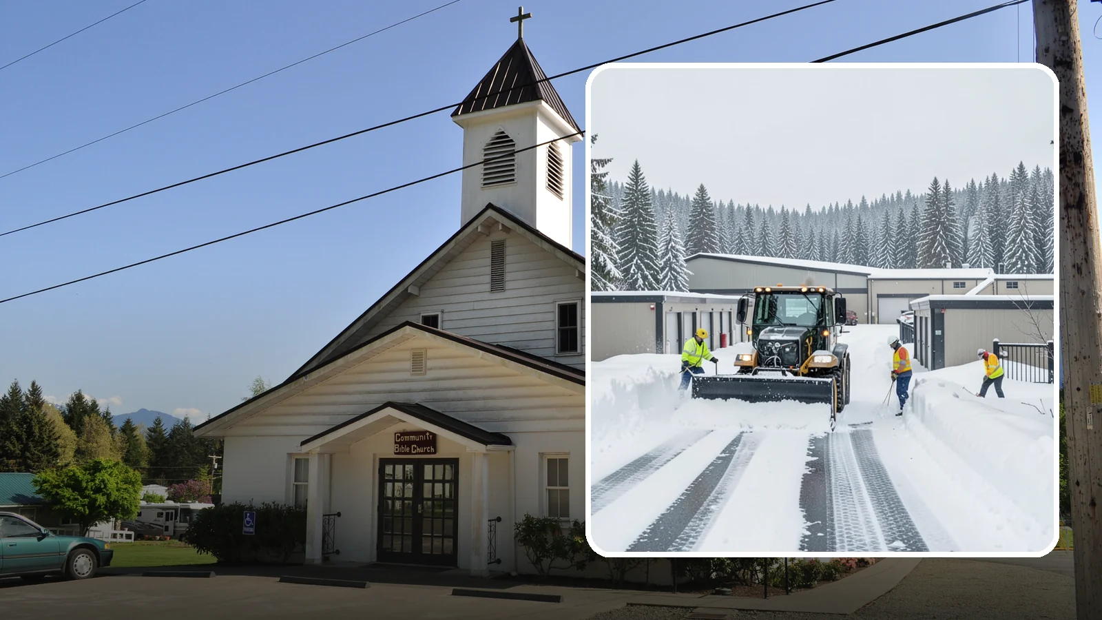 Self-Storage Facility Snow Plowing in Concrete, Skagit County, WA - We plow self-storage drive aisles and gate approaches so customers reach their units and access stays open through a storm.