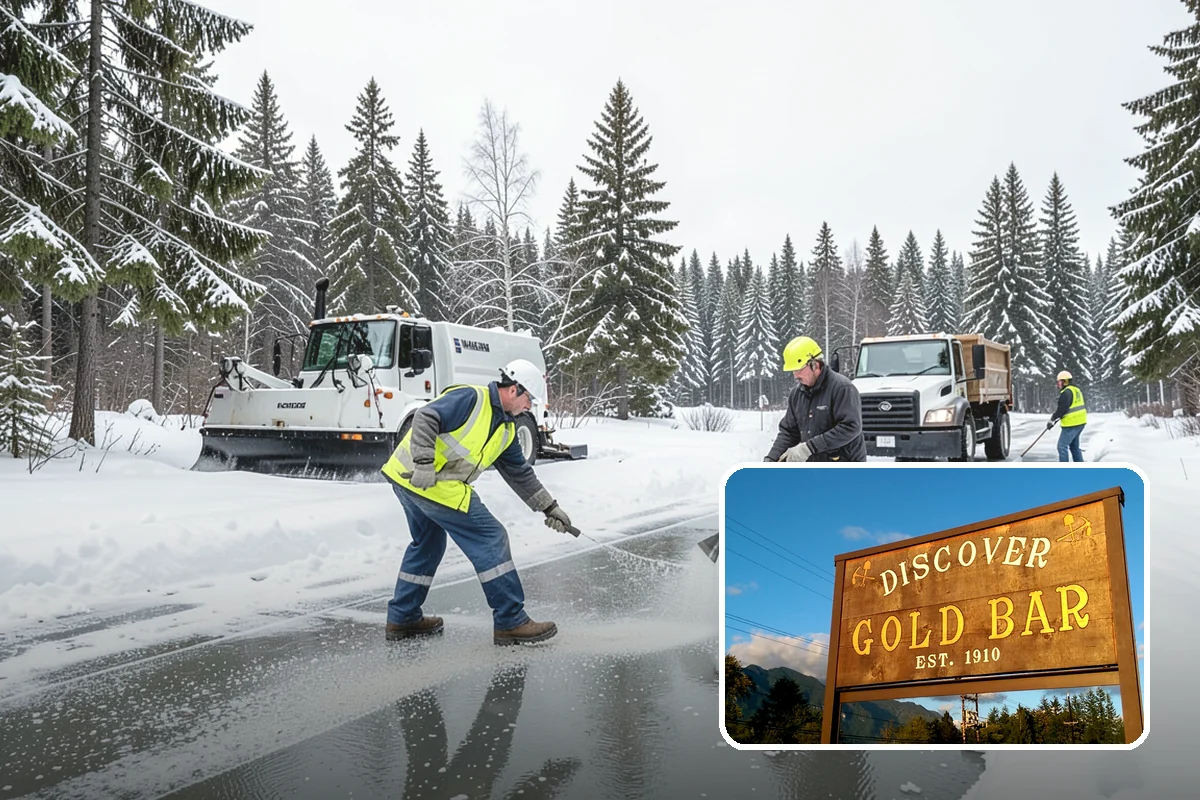 Self-Storage Facility Snow Plowing in Gold Bar, Snohomish County, WA - Narrow drive aisles cleared wide enough for trucks and trailers