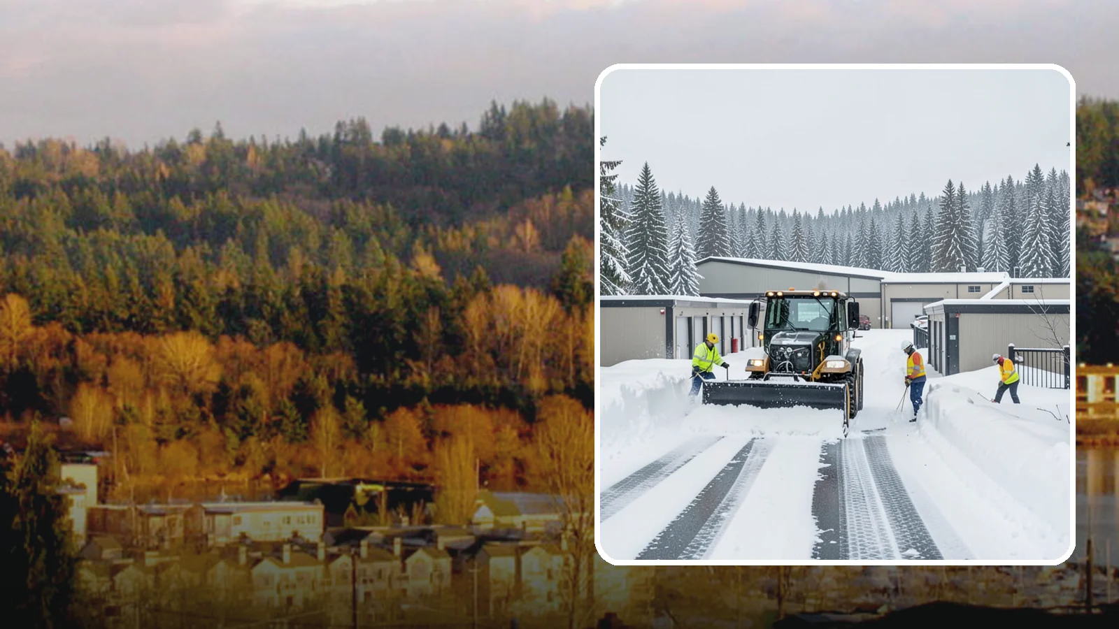 Self-Storage Facility Snow Plowing in Kenmore, King County, WA - We plow self-storage drive aisles and gate approaches so customers reach their units and access stays open through a storm.