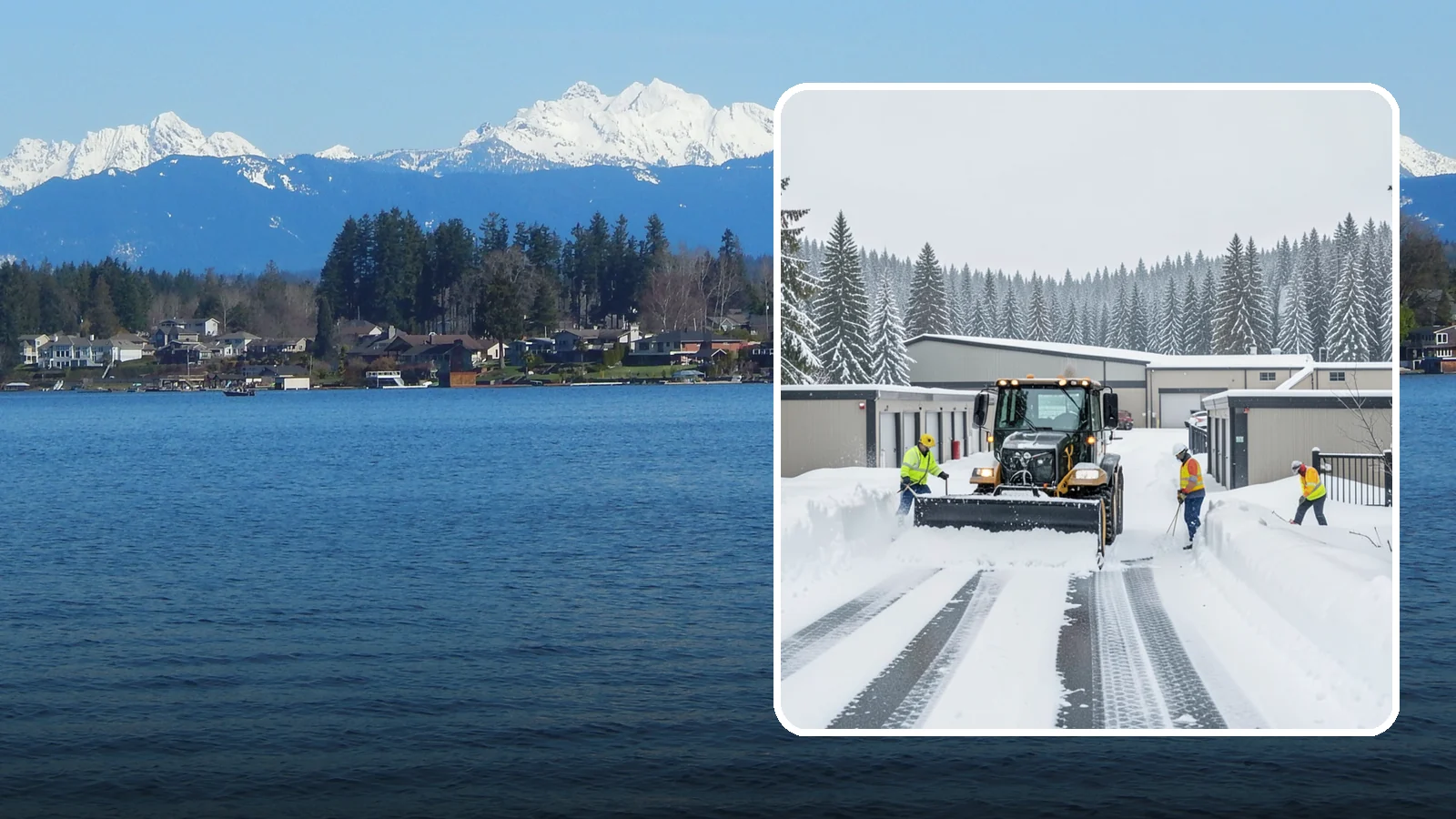 Self-Storage Facility Snow Plowing in Lake Stevens, Snohomish County, WA - We plow self-storage drive aisles and gate approaches so customers reach their units and access stays open through a storm.