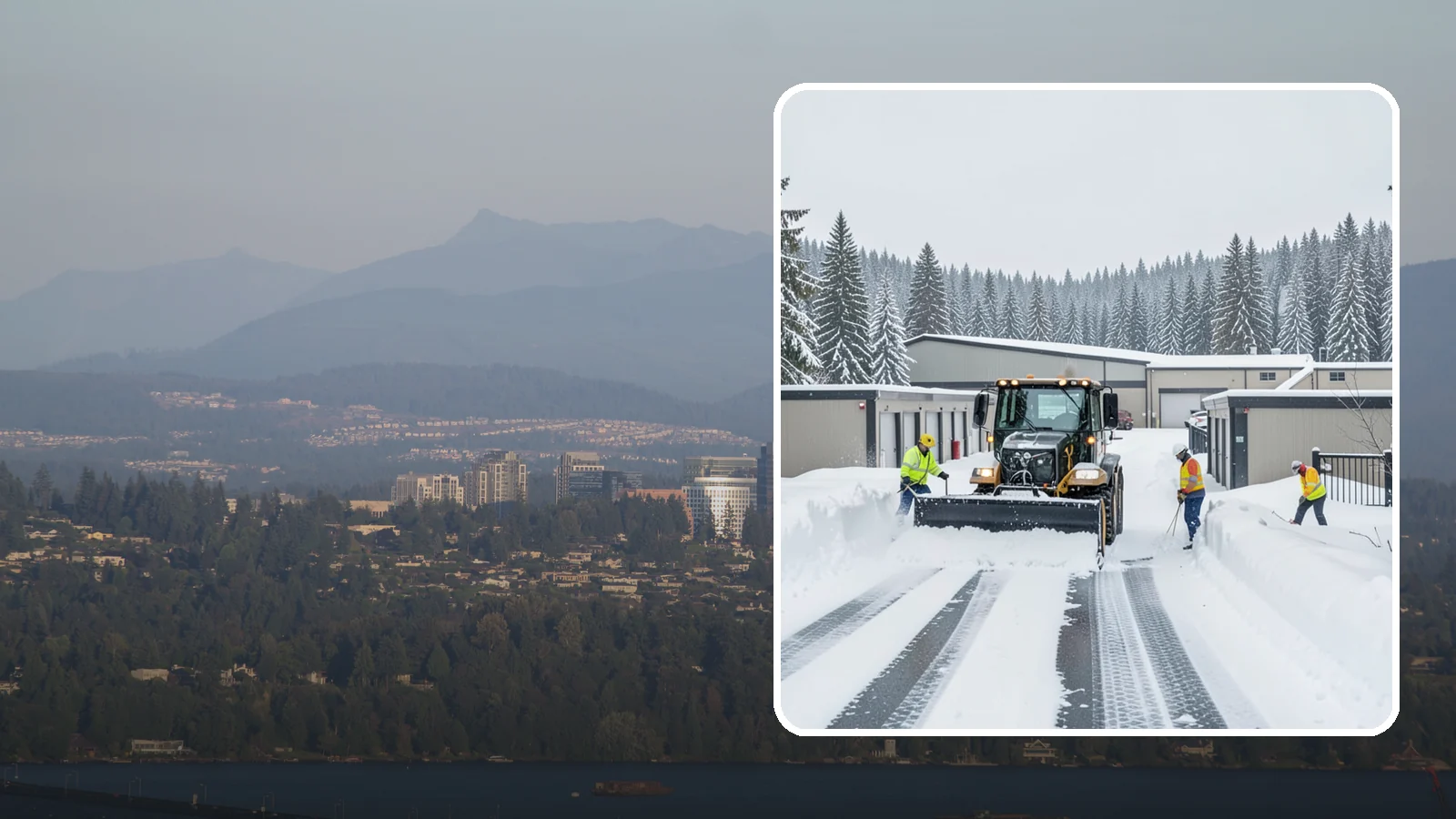 Self-Storage Facility Snow Plowing in Medina, King County, WA - We plow self-storage drive aisles and gate approaches so customers reach their units and access stays open through a storm.